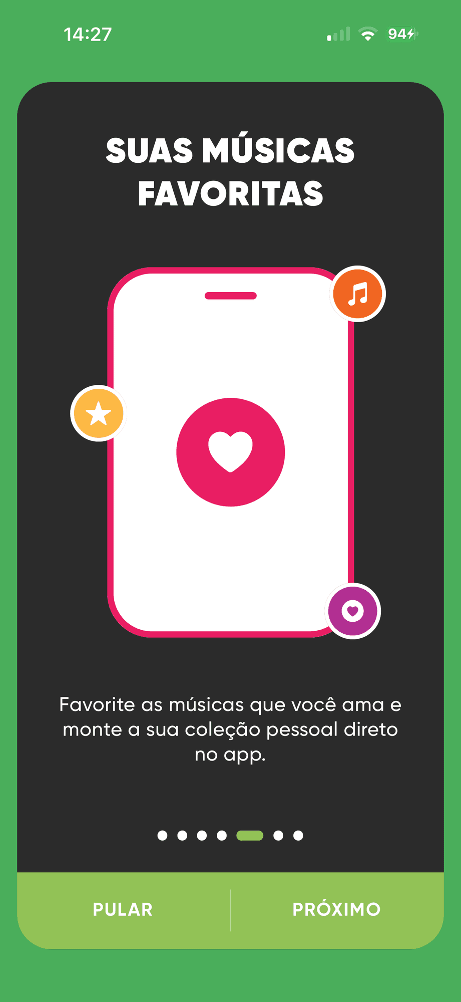 Guia de boas-vindas: favorite as músicas que tocam na rádio.
